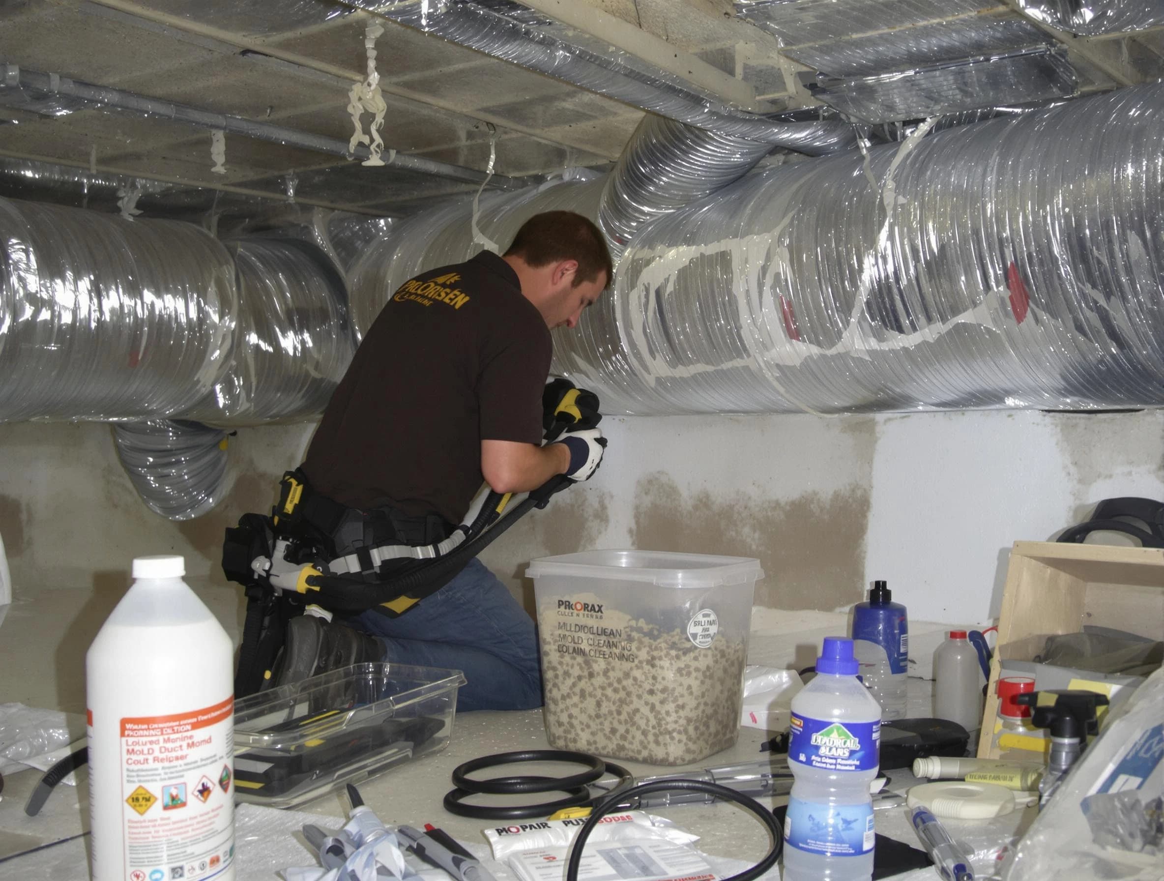 Monessen Air Duct Cleaning specialist performing professional mold removal from air ducts in Monessen