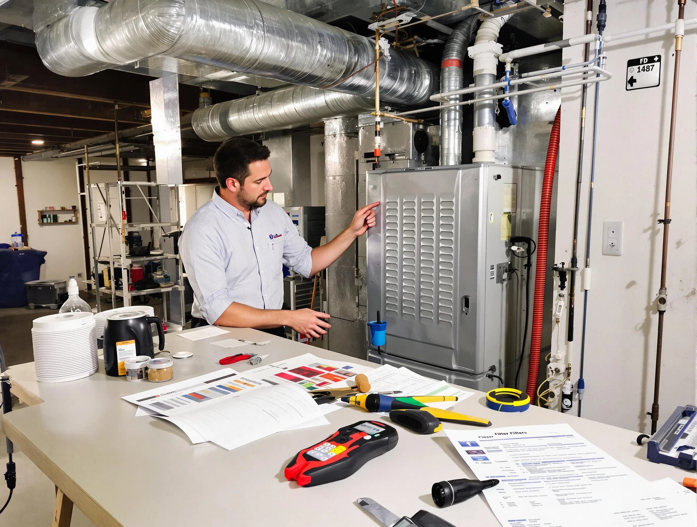 Monessen Air Duct Cleaning inspector conducting detailed filter system evaluation using professional diagnostic tools in Monessen