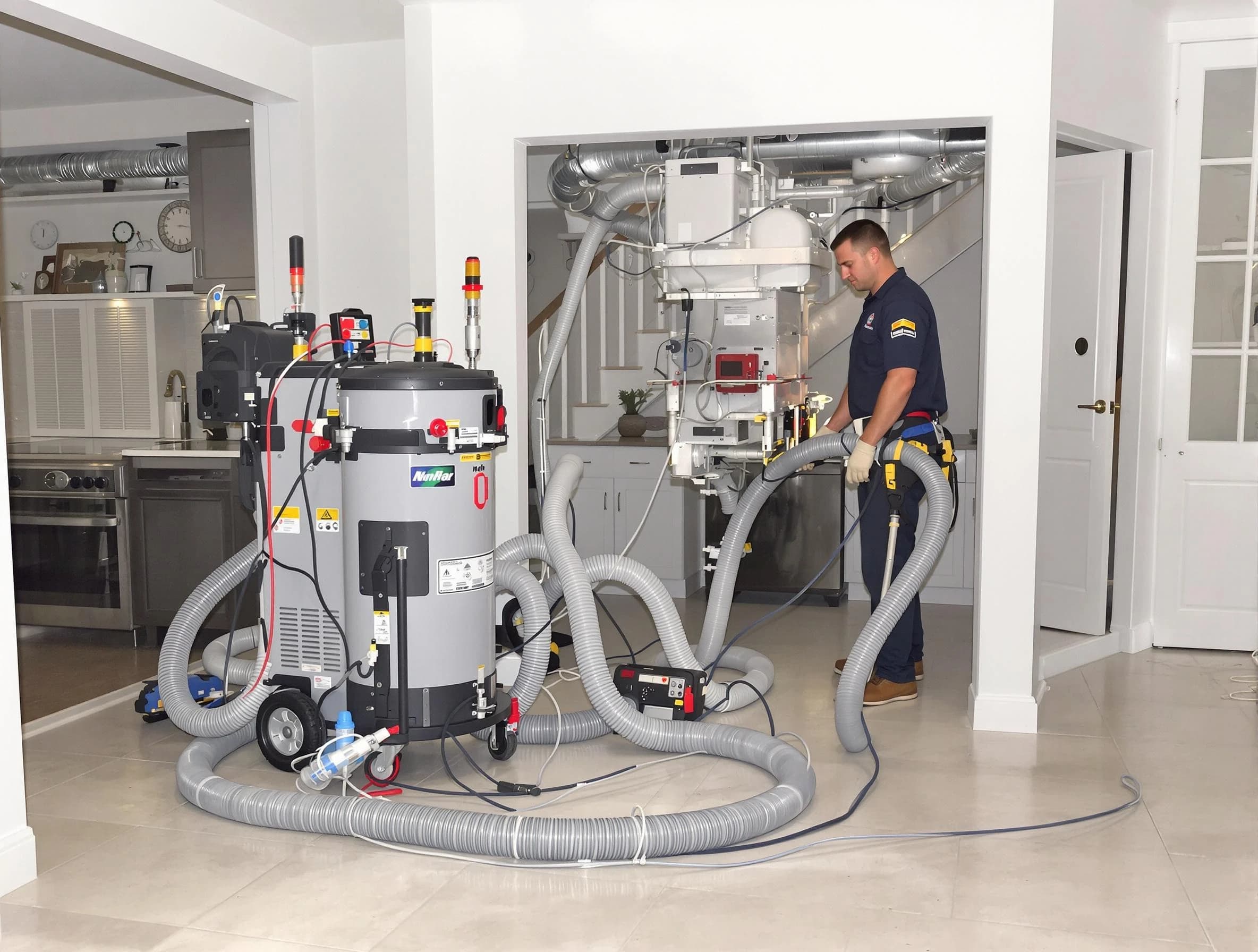 Monessen Air Duct Cleaning technician operating negative pressure cleaning equipment for thorough duct maintenance in Monessen