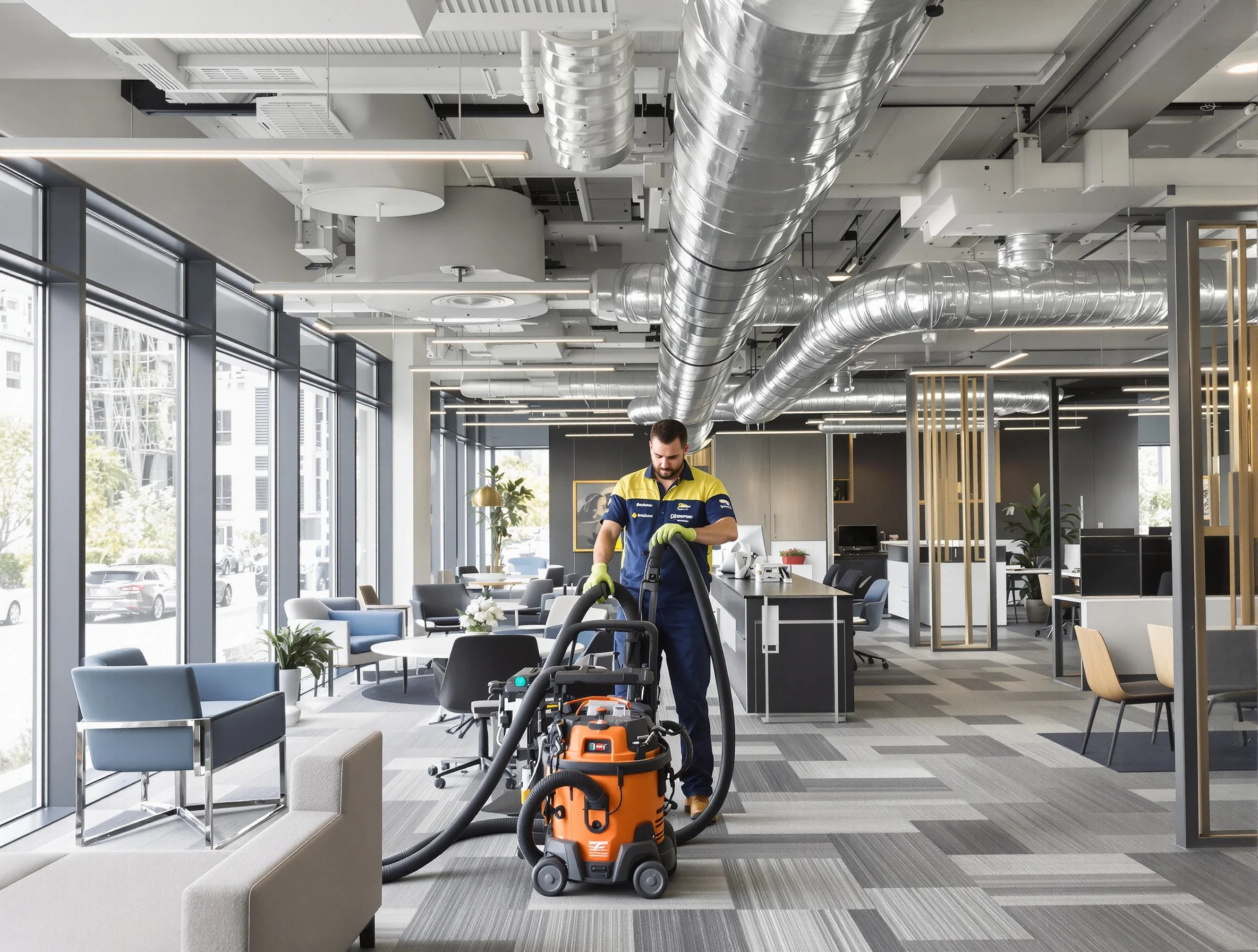 Monessen Air Duct Cleaning team performing thorough commercial duct cleaning at a Monessen business center