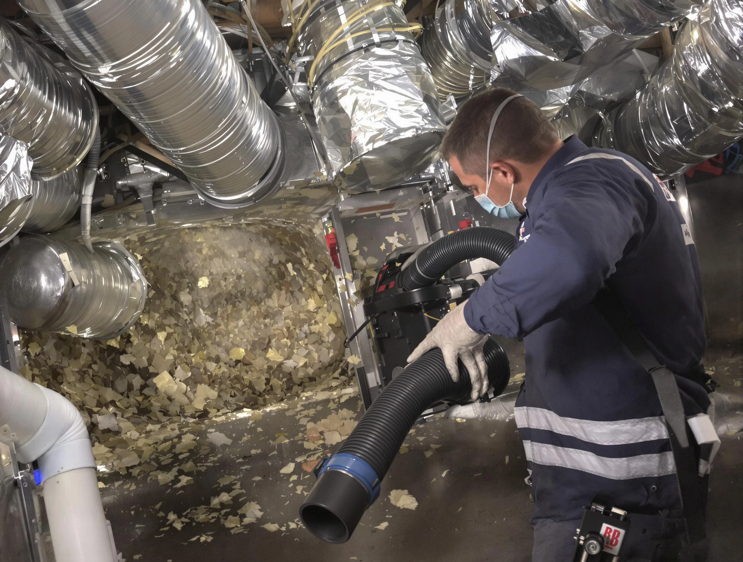 Monessen Air Duct Cleaning specialist operating negative pressure cleaning equipment for thorough duct maintenance in Monessen